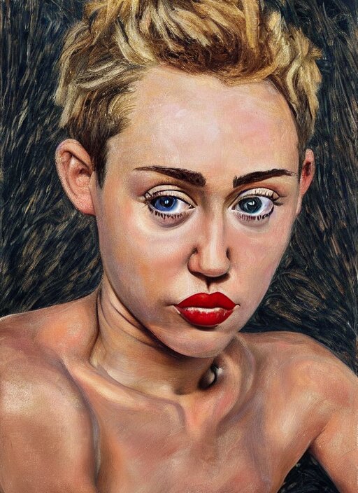 Miley Cyrus, painted by Lucian Freud, highly detailed, 8k