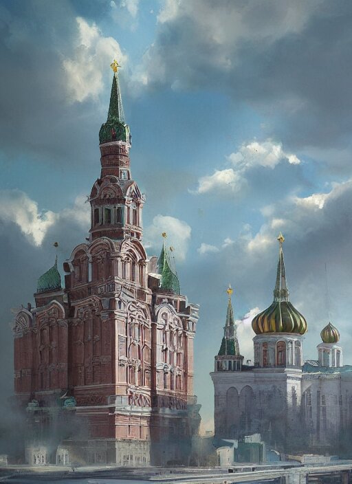 dom pravitelstva rossiyskoi federatsii in moscow flying an ukrainian flag, a realistic digital painting by greg rutkowski and james gurney, trending on artstation, highly detailed