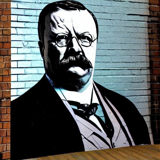  Wall mural portrait of Teddy Roosevelt, urban art, pop art, artgerm, by  Roy Lichtenstein