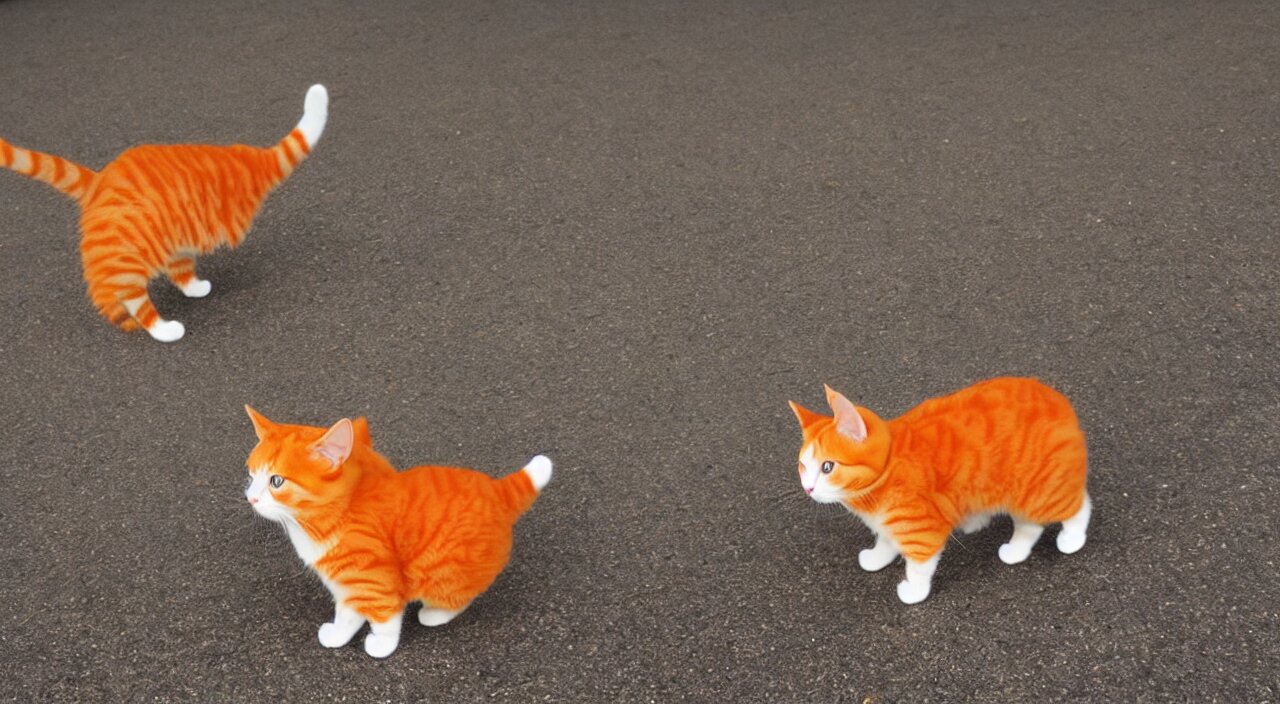 full body cat, the cat is walking, orange fluffy cat, pixar style,