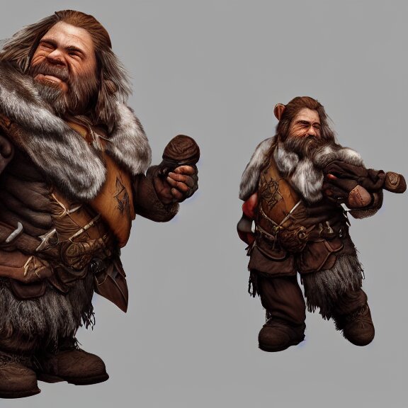 Dwarf Ranger hugging his Bear, RPG Reference Sheet, Oil Painting, Trending on Artstation, octane render, Insanely Detailed, 8k, HD