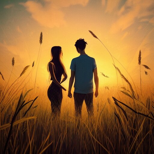Beautiful sunrise with couple 