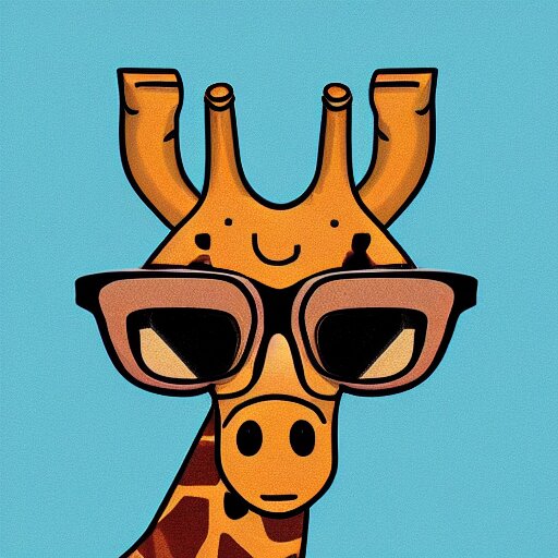 a giraffe wearing sunglasses and riding a skateboard, digital illustration, by alexis franklin 