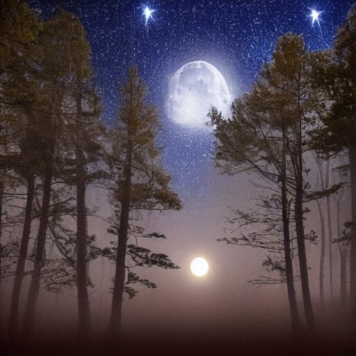 full moon  and stars