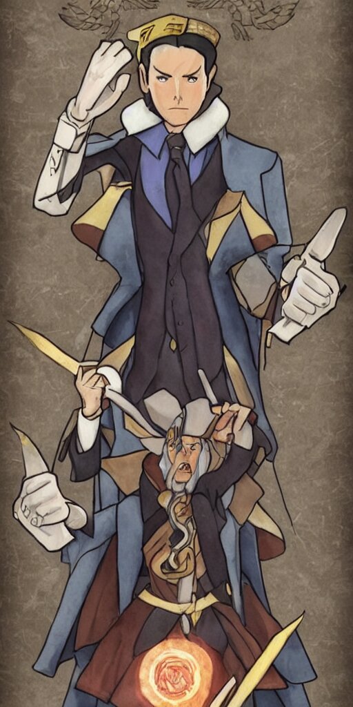 A painting of a bad magician with bad powers