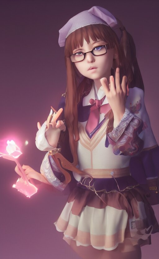 magical and mystical, illustrious makinami, school girl, octane render, rembrandt, cgsociety, artstation trending, highly detailded