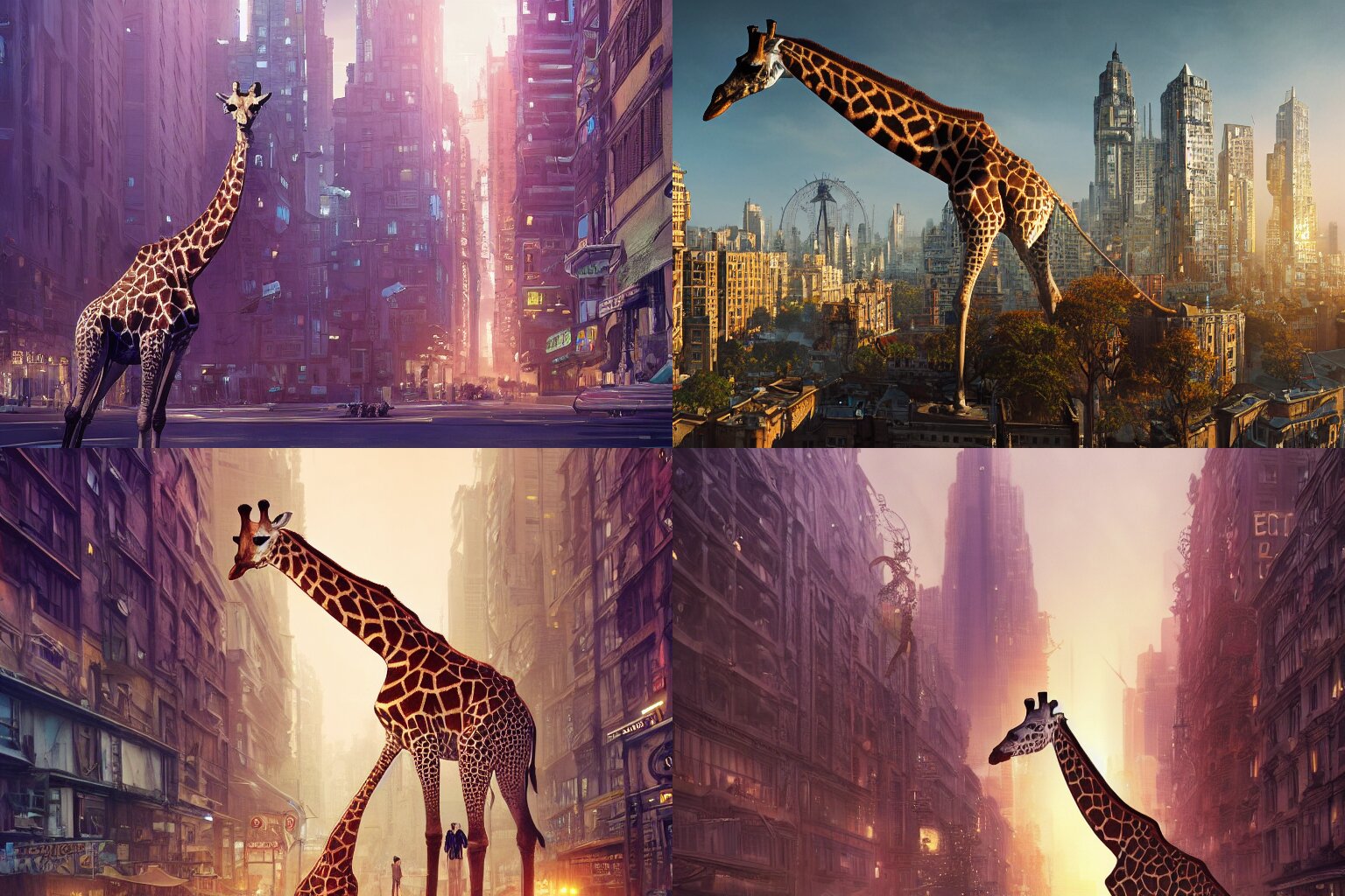 giraffe, city, intricate, epic lighting, cinematic composition, hyper realistic, 8 k resolution, unreal engine 5, by artgerm, tooth wu, dan mumford, beeple, wlop, rossdraws, james jean, andrei riabovitchev, marc simonetti, yoshitaka amano, artstation 