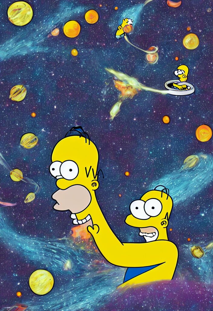 Homer Simpson breaking the fabric of space, digital art