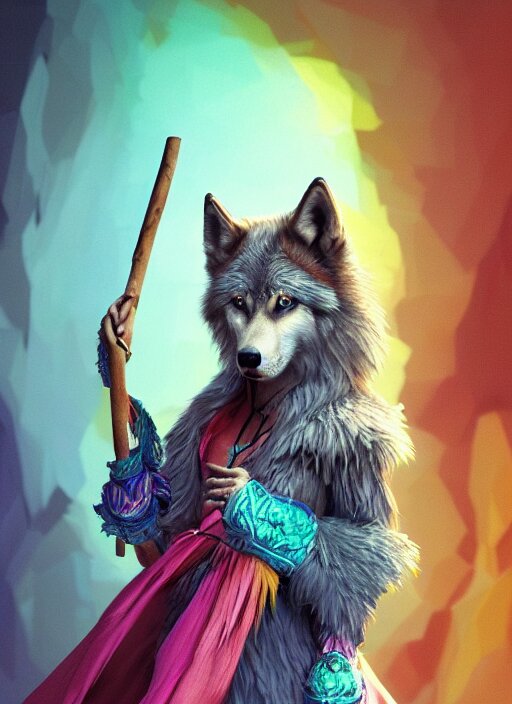 Wolf , colorful 