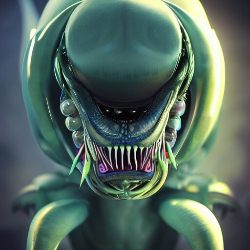 ultrarealistic hyperdetailed render of a pokemon xenomorph that changes into a cute rabbit, cute symmetrical eyes, lovable and furry, by beeple and h. r. giger, colorful, vibrant, 3 d, octane render, unreal engine, cryengine, artstation