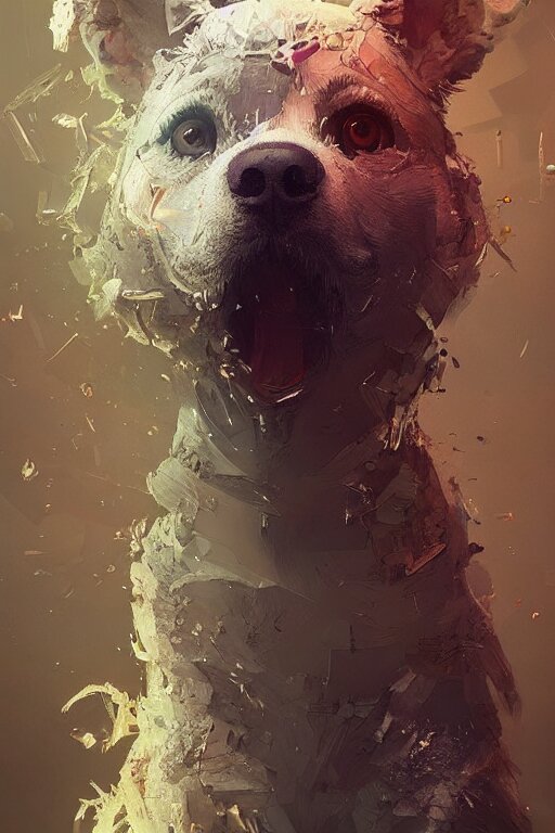 super beautiful cute mixed dog intricate artwork by tooth wu and wlop and beeple, greg rutkowski, very coherent symmetrical artwork, cinematic, hyper realism, high detail, octane render, unreal engine, 8 k, vibrant colors, smooth gradients, high contrast, depth of field, aperture f 1. 2 
