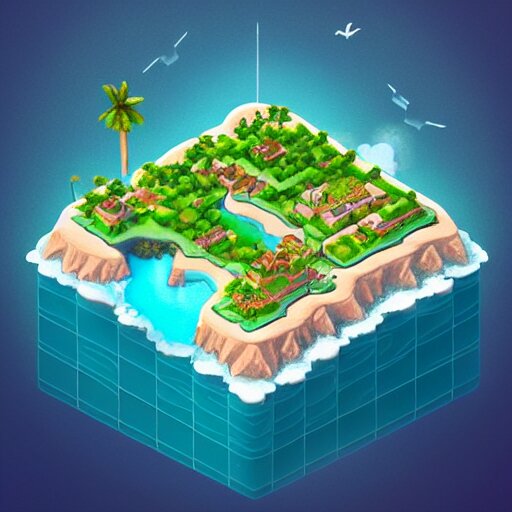 isometric island in the sky, isometric invironment, 3d art, amazing detail, artstation, concept art