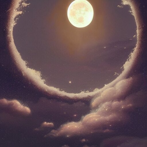 full moon  and stars