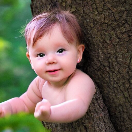 Baby on a Tree: Photorealistic, Detailed by Haleigh Cline. Turn it into a tale of two babies: One is up in a tree, the other is on the ground below.