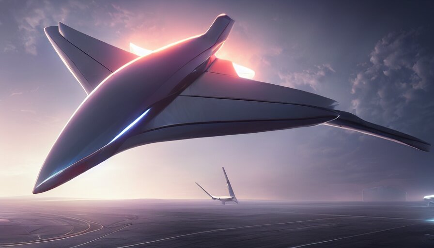 A futuristic airplane designed by Tesla by Artgerm and Greg Rutkowski volumetric light, detailed, octane render, midsummer, studio lighting, raining, dramatic. turn it into a spaceship