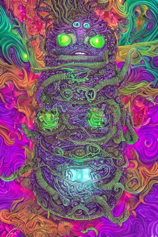 Creature sushi roots cactus elemental flush of force nature micro world fluo light deepdream baroque ancient alien creature, intricate detail, colorful digital painting radiating a glowing aura global illumination ray tracing. change to an alien creature