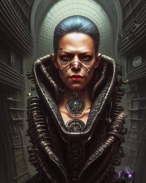 front shot of a cyberpunk criminal mastermind character, intricate, elegant, highly detailed, centered, digital painting, artstation, concept art, smooth, sharp focus, illustration, artgerm, Tomasz Alen Kopera, Peter Mohrbacher, donato giancola, Joseph Christian Leyendecker, WLOP, Boris Vallejo, mugshot!!!!!, ugly!!!!!!