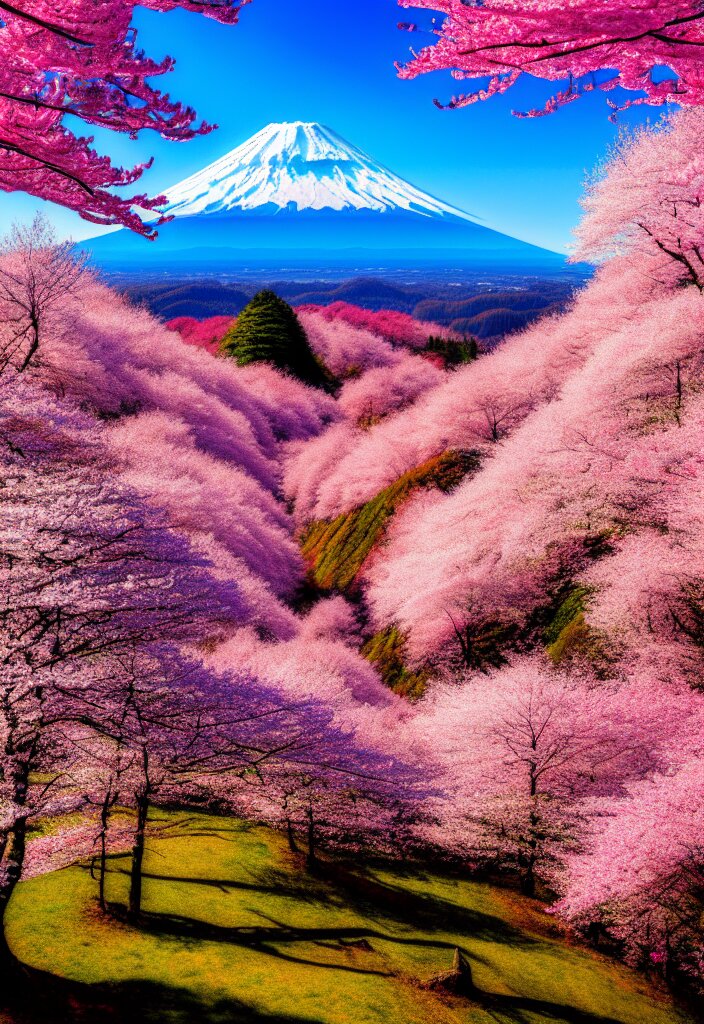 The viewer is looking at the peak of Mount Fuji