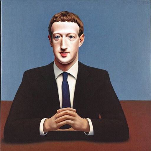 Mark Zuckerberg, turning into a lizard by Rene Magritte. Mark Zuckerberg, turning into a lizard