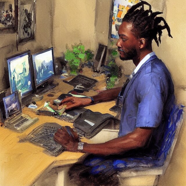 Man with har work