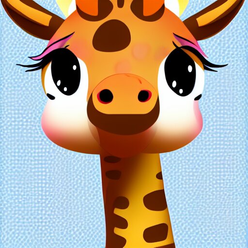cute anthro anime giraffe, digital art
