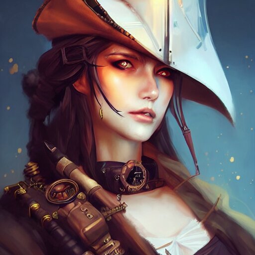 portrait of a steampunk pirate, by guweiz and wlop and artgerm 
