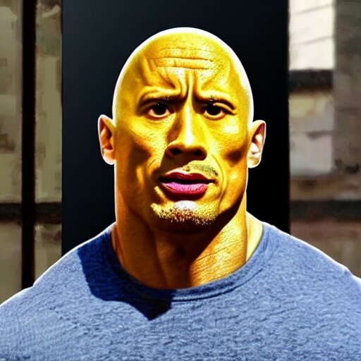 a lemon in the shape of Dwayne Johnson's head