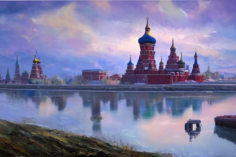 beautiful russia of the future, oil painting, trending on artstation