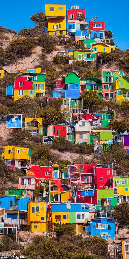 a vertical building made up of various colourful makeshift squatter shacks, sony a 7 r 3, f 2 2, fully frontal view, photographed by ansel adams, gursky, jeanette hagglund, ultra detailed,