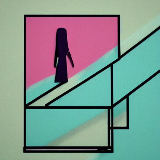 pastel, minimal, simplistic, amazing composition, woman, vaporwave, wow, Gertrude Abercrombie, minimalistic graffiti masterpiece, minimalism, 3d abstract render overlayed, black background, psychedelic therapy, trending on ArtStation, ink splatters, pen lines, incredible detail, creative, positive energy, happy, unique, negative space, pure imagination painted by artgerm