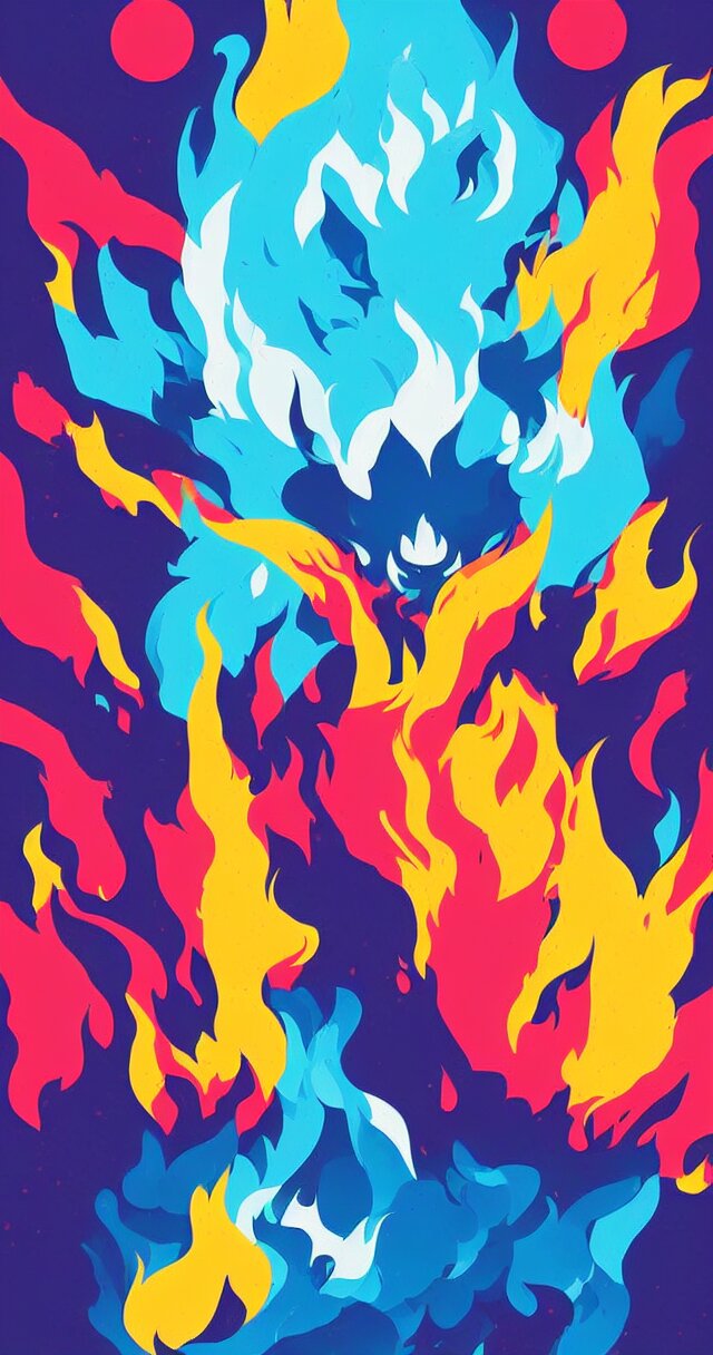 colorful minimalist poster art design of a burning church from pokemon sword and shield: Inside this church, every color is sacred. Inside this church, every color is sacred