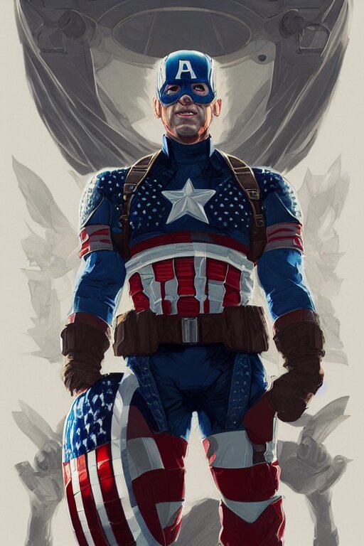 Joe Biden as Captain America full body portrait, D&D, fantasy, intricate, elegant, highly detailed, digital painting, artstation, concept art, matte, sharp focus, illustration, art by Artgerm and Greg Rutkowski and Alphonse Mucha