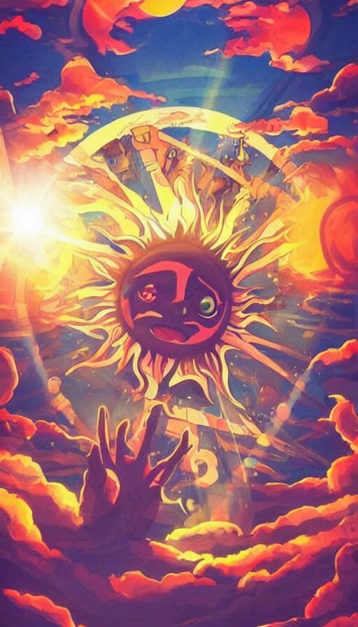 the sun, art, anime, bright light, positive vibes